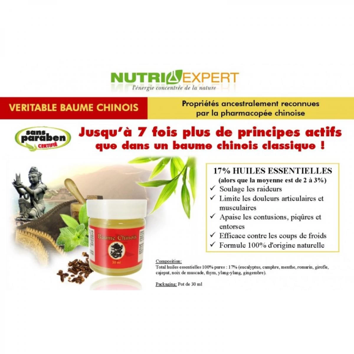 Baume Chinois Formule Originale Aux Huiles Essentielles Pour Muscles E... 3 Baume Chinois Formule Originale Aux Huiles Essentielles Pour Muscles E...