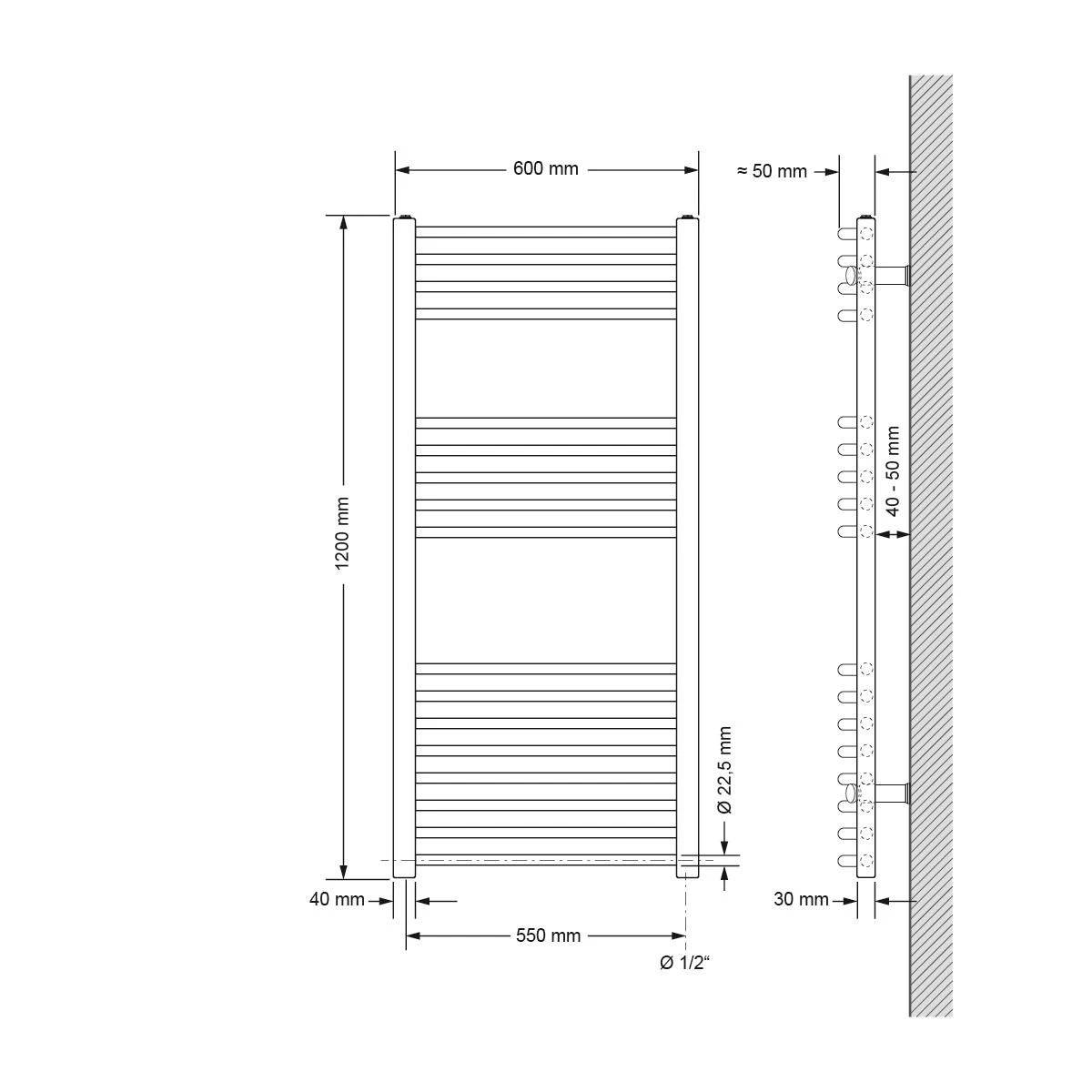 ECD Germany Radiateur Porte Serviettes Mural Radiateur Sèche-serviett... 4 ECD Germany Radiateur Porte Serviettes Mural Radiateur Sèche-serviett... – Image 2