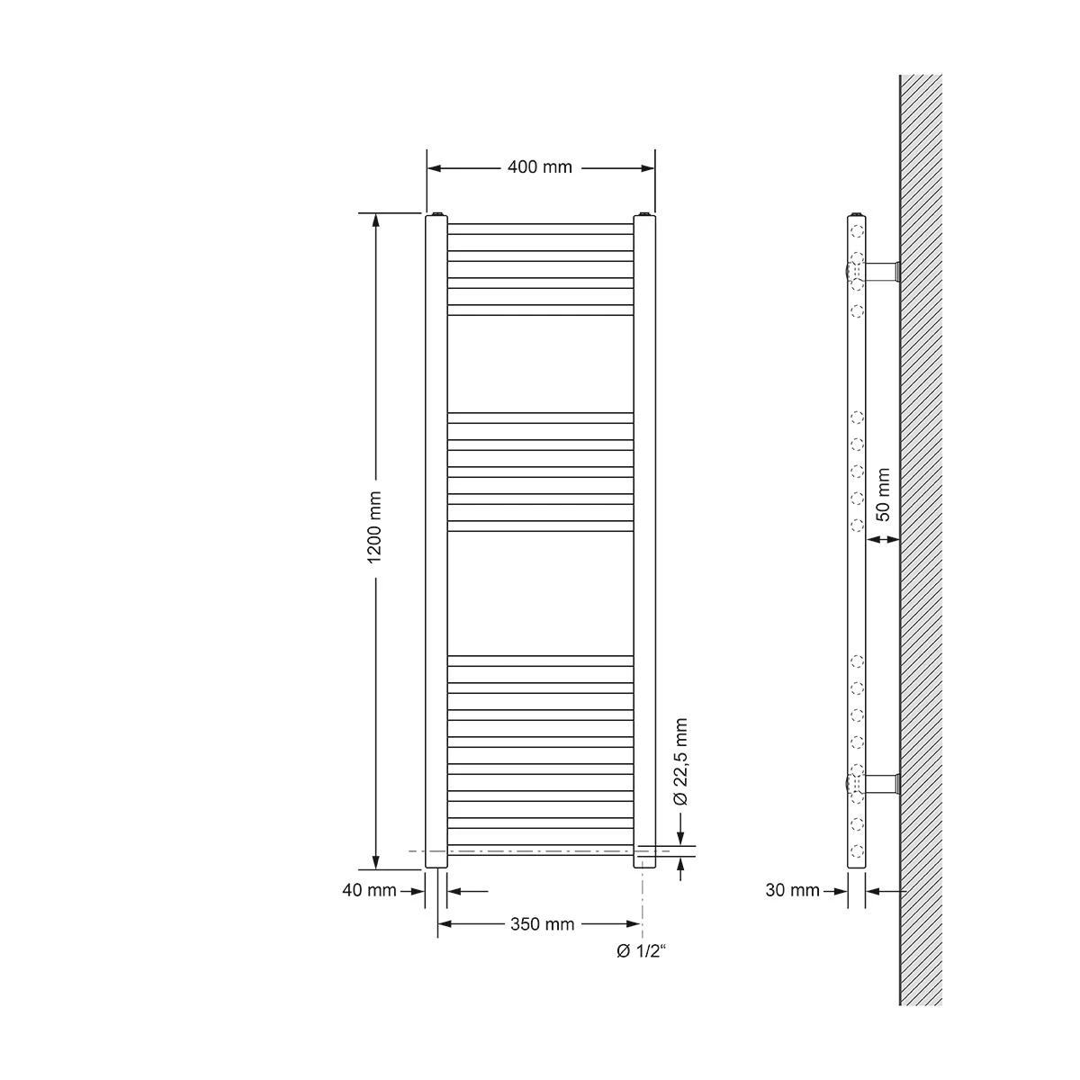 ECD Germany Radiateur Sèche-serviettes électrique Avec Résistance 9... 4 ECD Germany Radiateur Sèche-serviettes électrique Avec Résistance 9... – Image 2