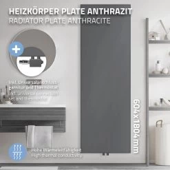 Radiateur De Salle De Bain 1800x604 Mm Anthracite Avec Garniture De Ra... -Magasin de matériel de chauffage professionnel radiateur de salle de bain 1800x604 mm anthracite avec garniture de raccordement universelle ml design 13737700 37917090 1140x1140