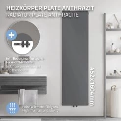 Radiateur De Salle De Bains 1600x452 Mm Anthracite Avec Sol Garniture ... -Magasin de matériel de chauffage professionnel radiateur de salle de bains 1600x452 mm anthracite avec sol garniture de raccordement ml design 13737688 37917030 1140x1140