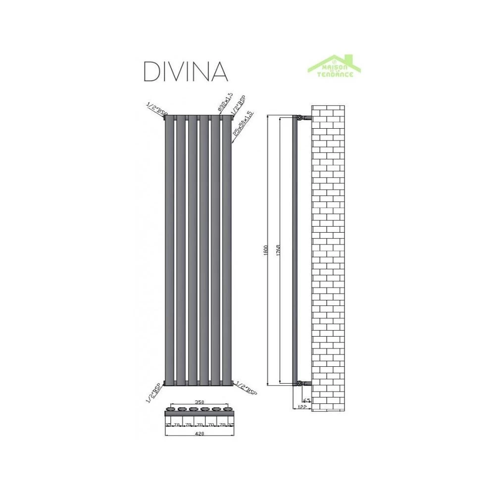 Radiateur Design Vertical DIVINA 42x180 Cm En Acier 5 Radiateur Design Vertical DIVINA 42x180 Cm En Acier – Image 3