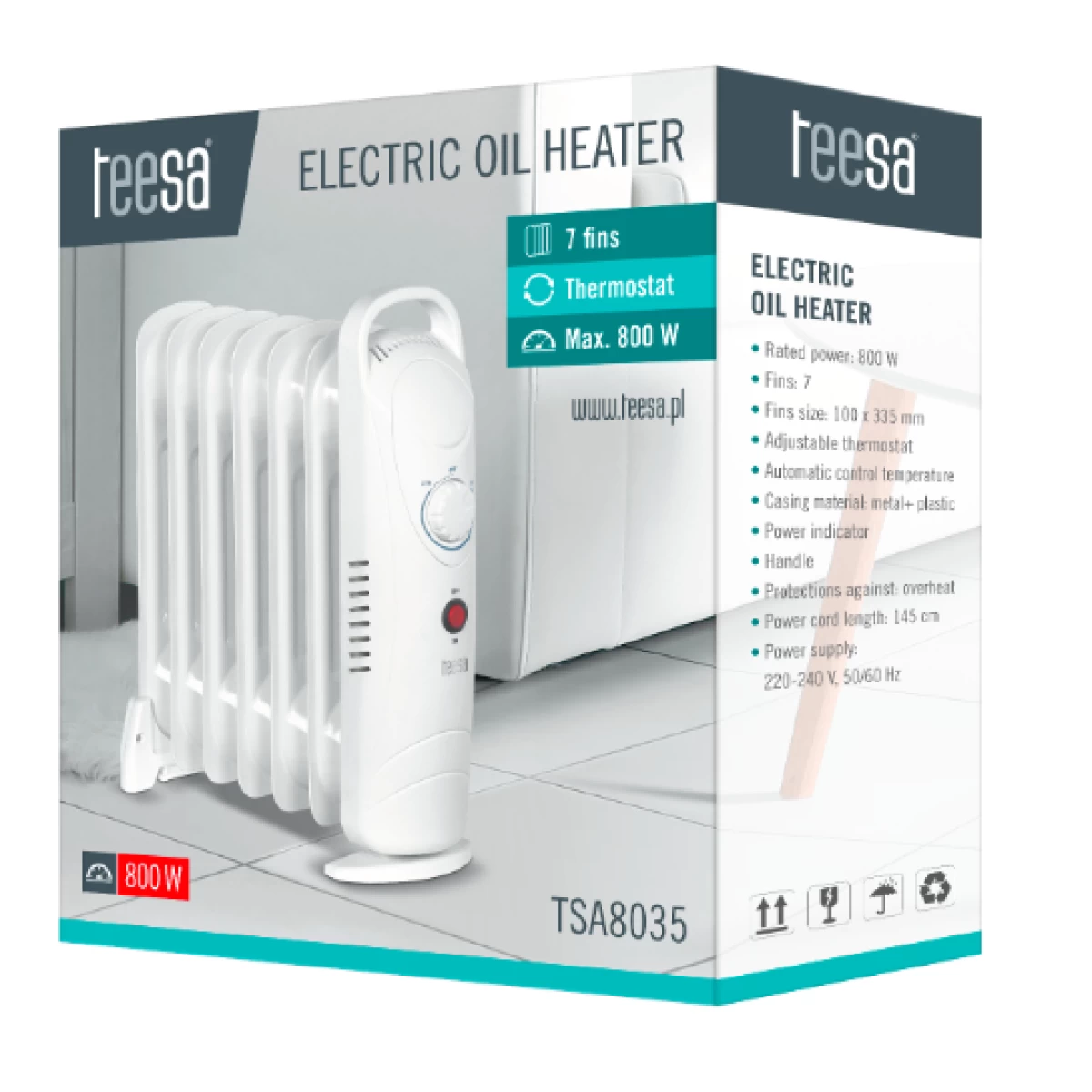 Radiateur électrique à Huile Teesa TSA8035 800 W (7 Ailettes), Avec ... 6 Radiateur électrique à Huile Teesa TSA8035 800 W (7 Ailettes), Avec ... – Image 4