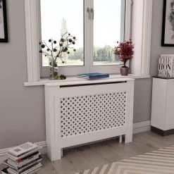 VidaXL Cache-radiateur Blanc 112x19x81,5 Cm MDF