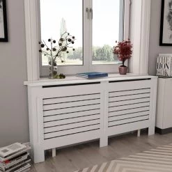 VidaXL Cache-radiateur Blanc 172x19x81,5 MDF