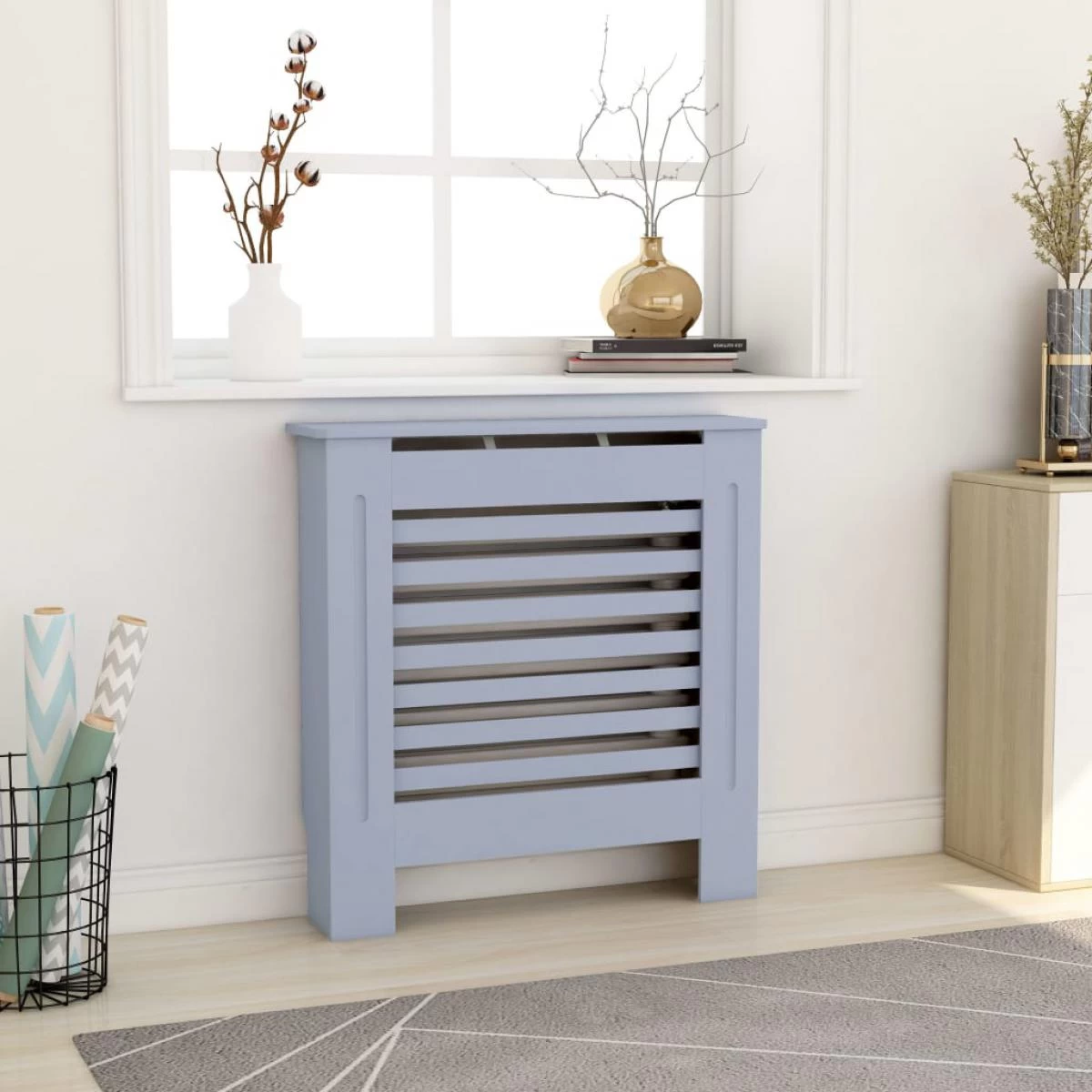 VidaXL Cache-radiateur MDF Gris 78 Cm 3 VidaXL Cache-radiateur MDF Gris 78 Cm