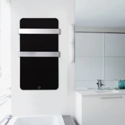 Sèche-serviette En Verre XTALBAGNO Noir 600W -Magasin de matériel de chauffage professionnel xtal6n1 z
